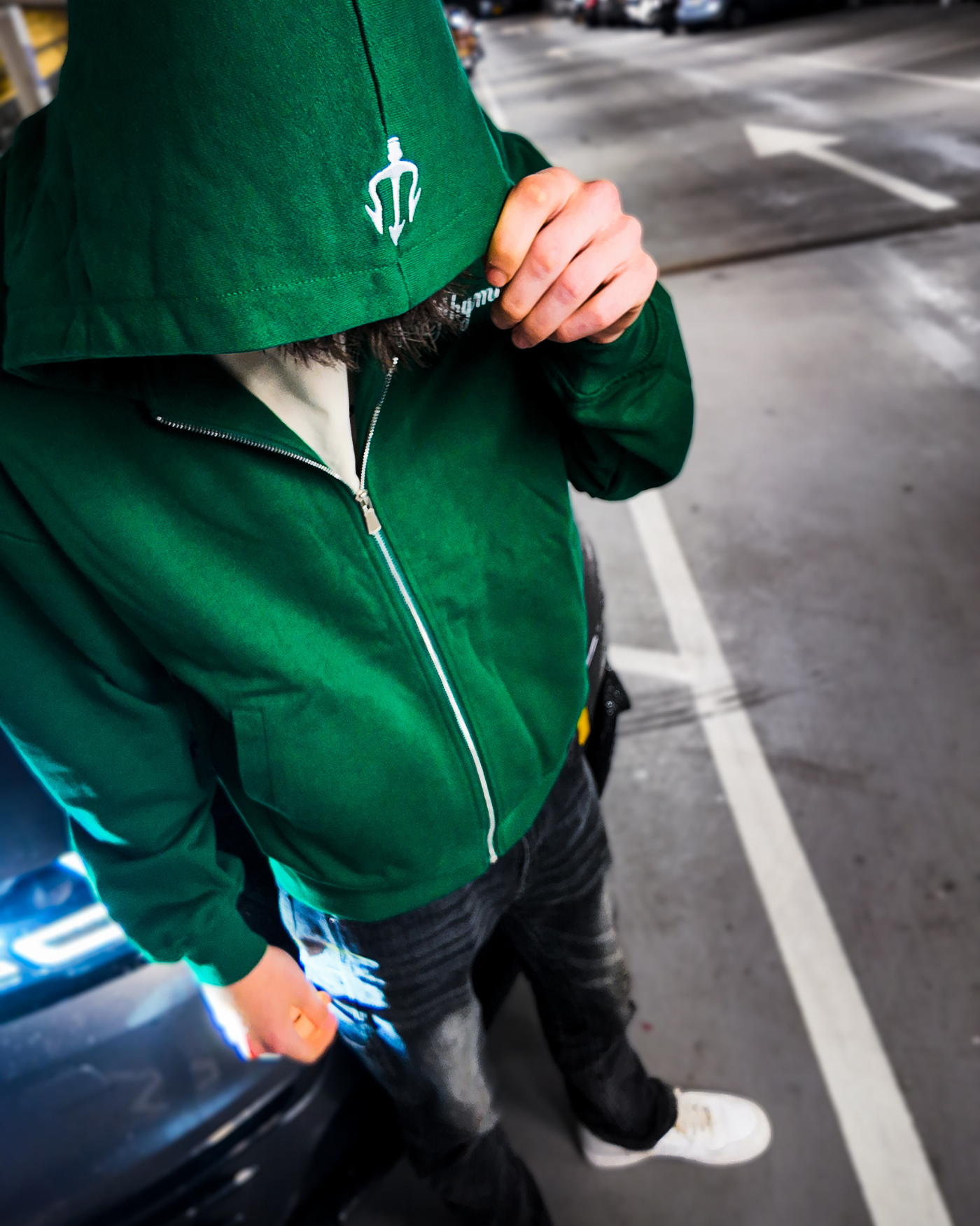 BORN FOR GLORY ZIP HOODIE - DARK GREEN