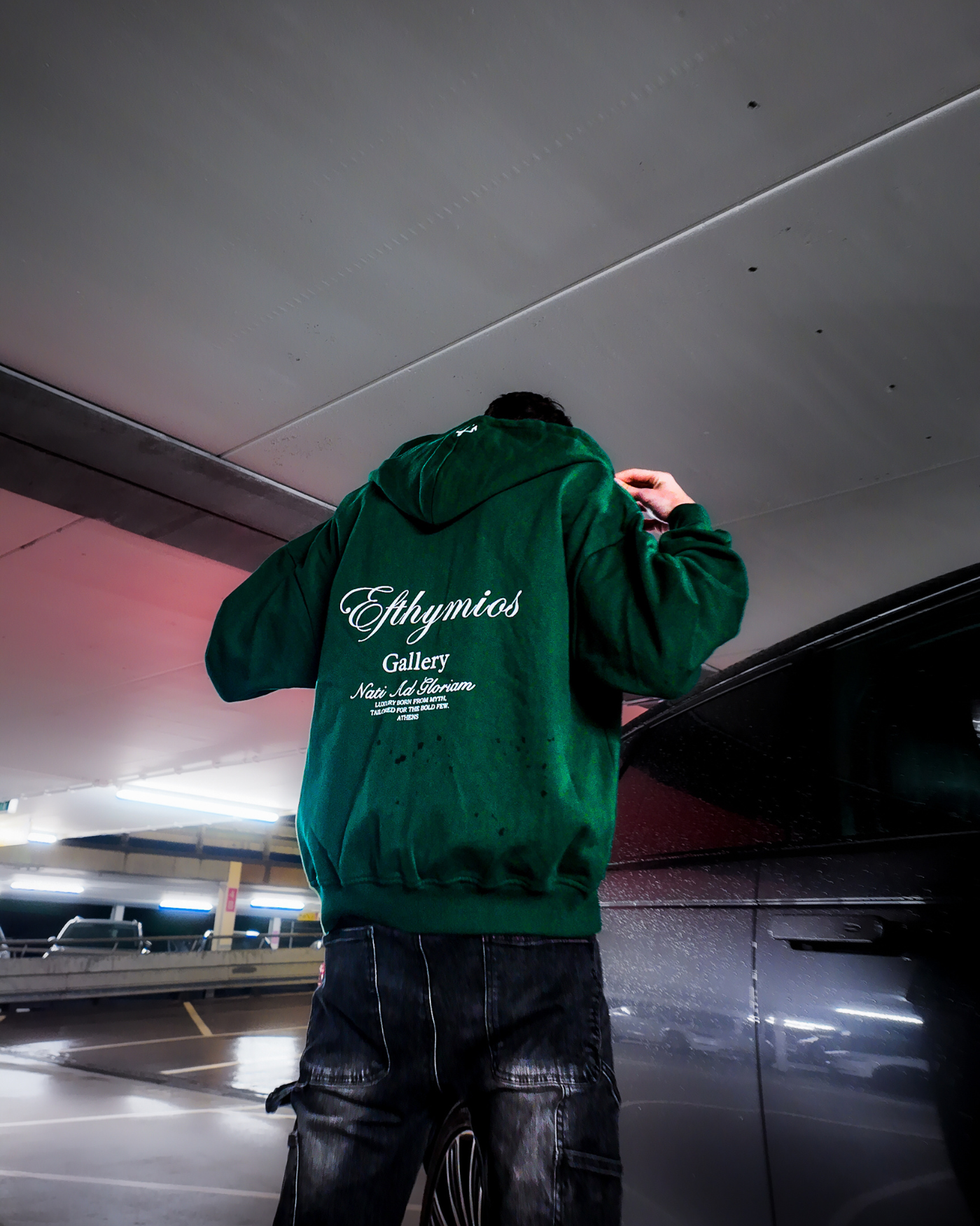 BORN FOR GLORY ZIP HOODIE - DARK GREEN