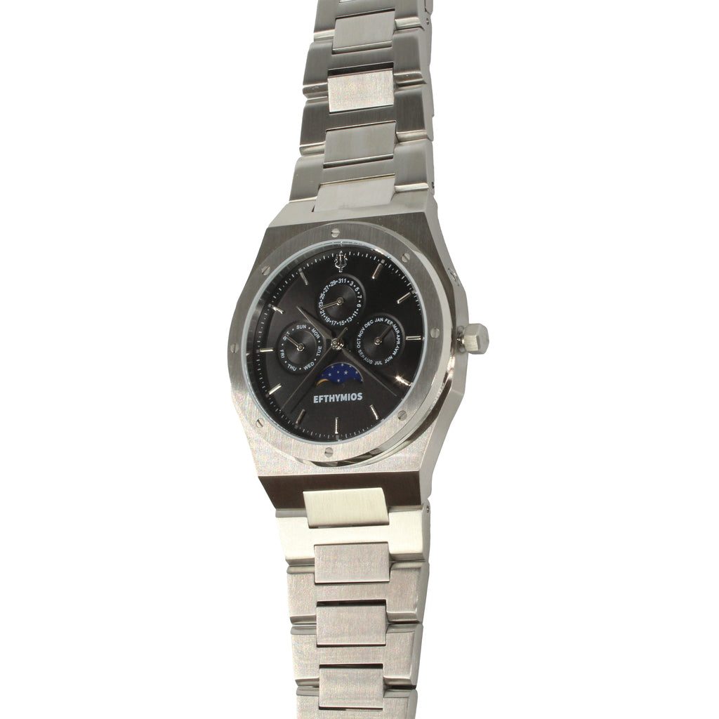 EFTHYMIOS Stainless Steel Horloge Zilver-Zwart
