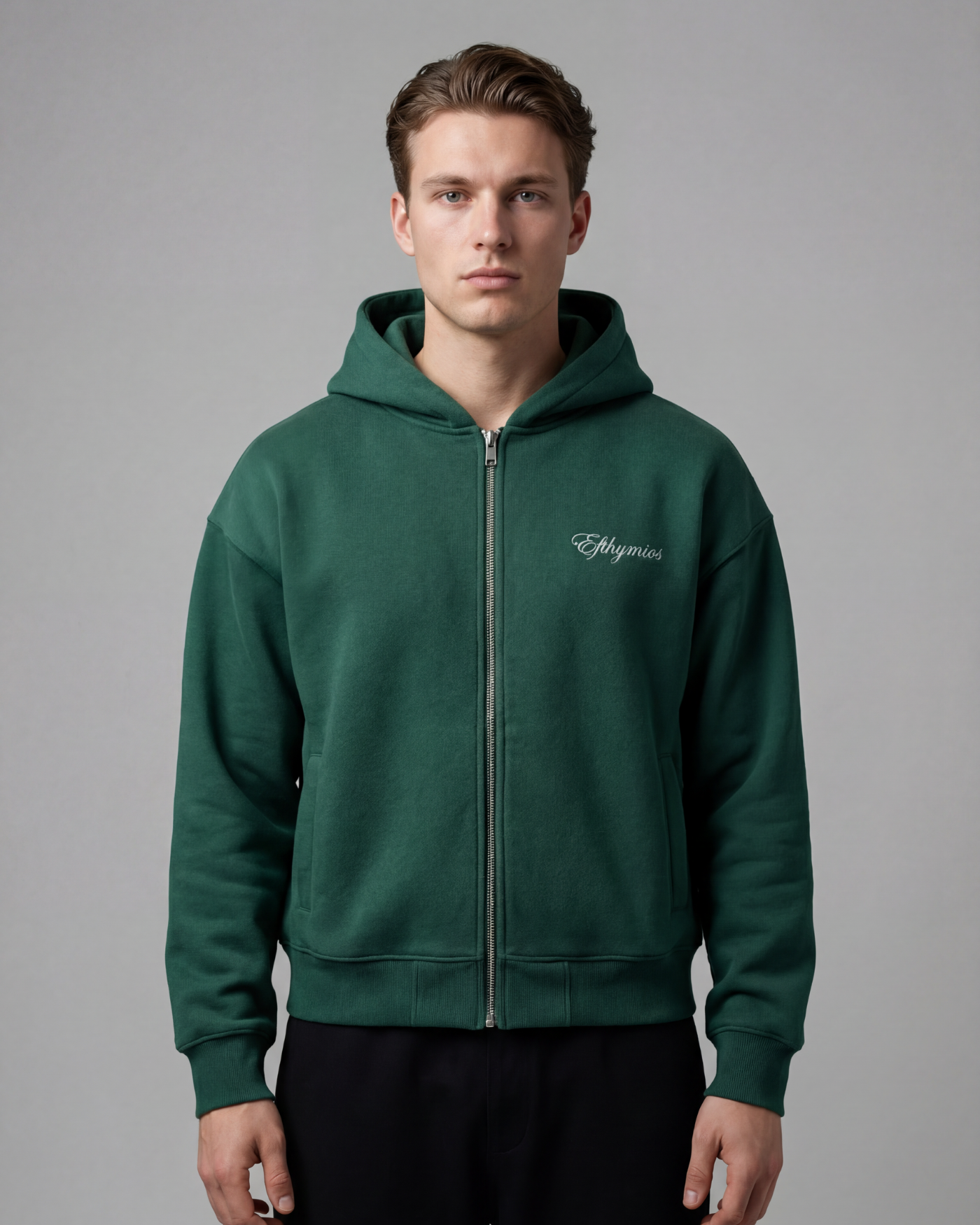 BORN FOR GLORY ZIP HOODIE - DARK GREEN