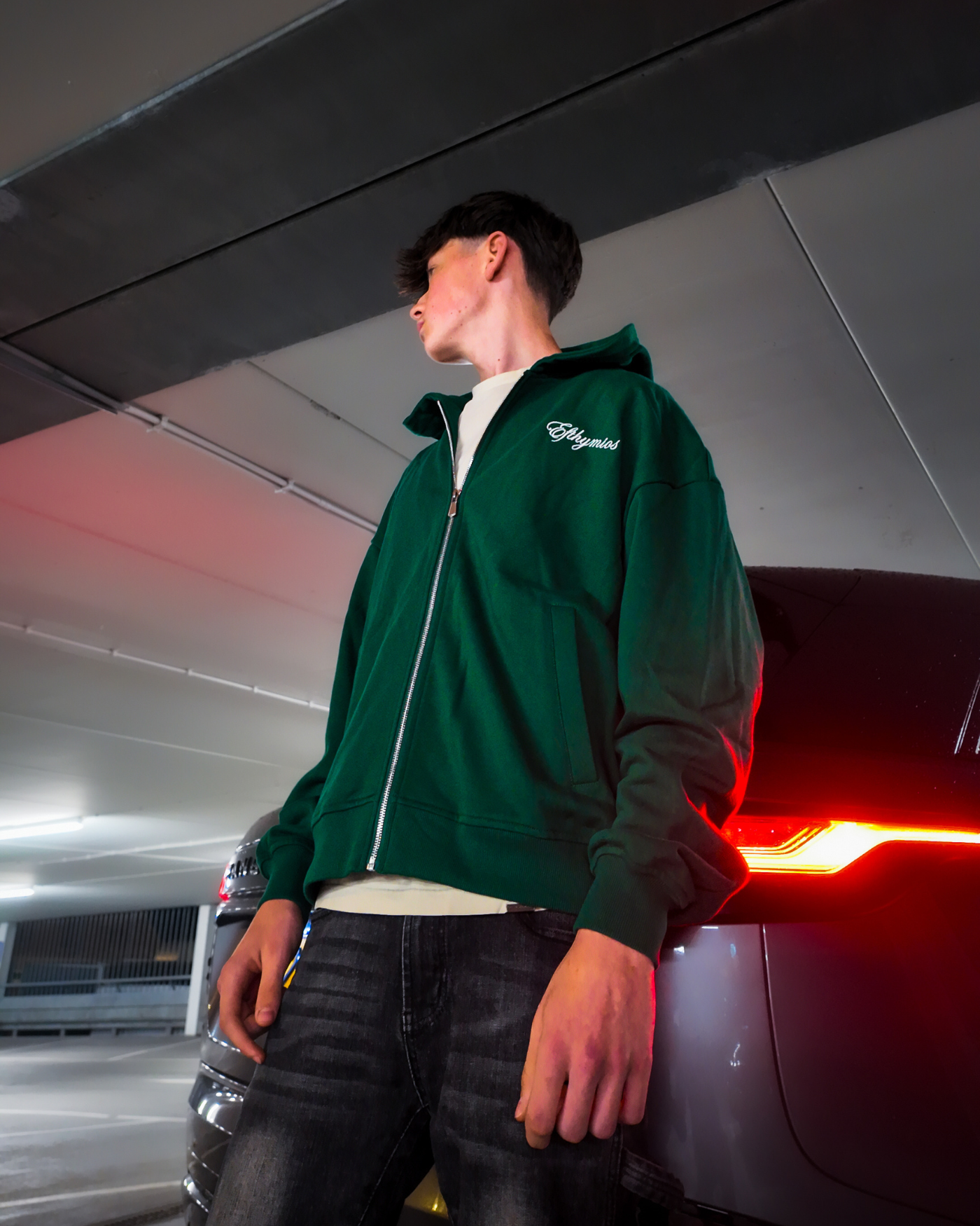 BORN FOR GLORY ZIP HOODIE - DARK GREEN