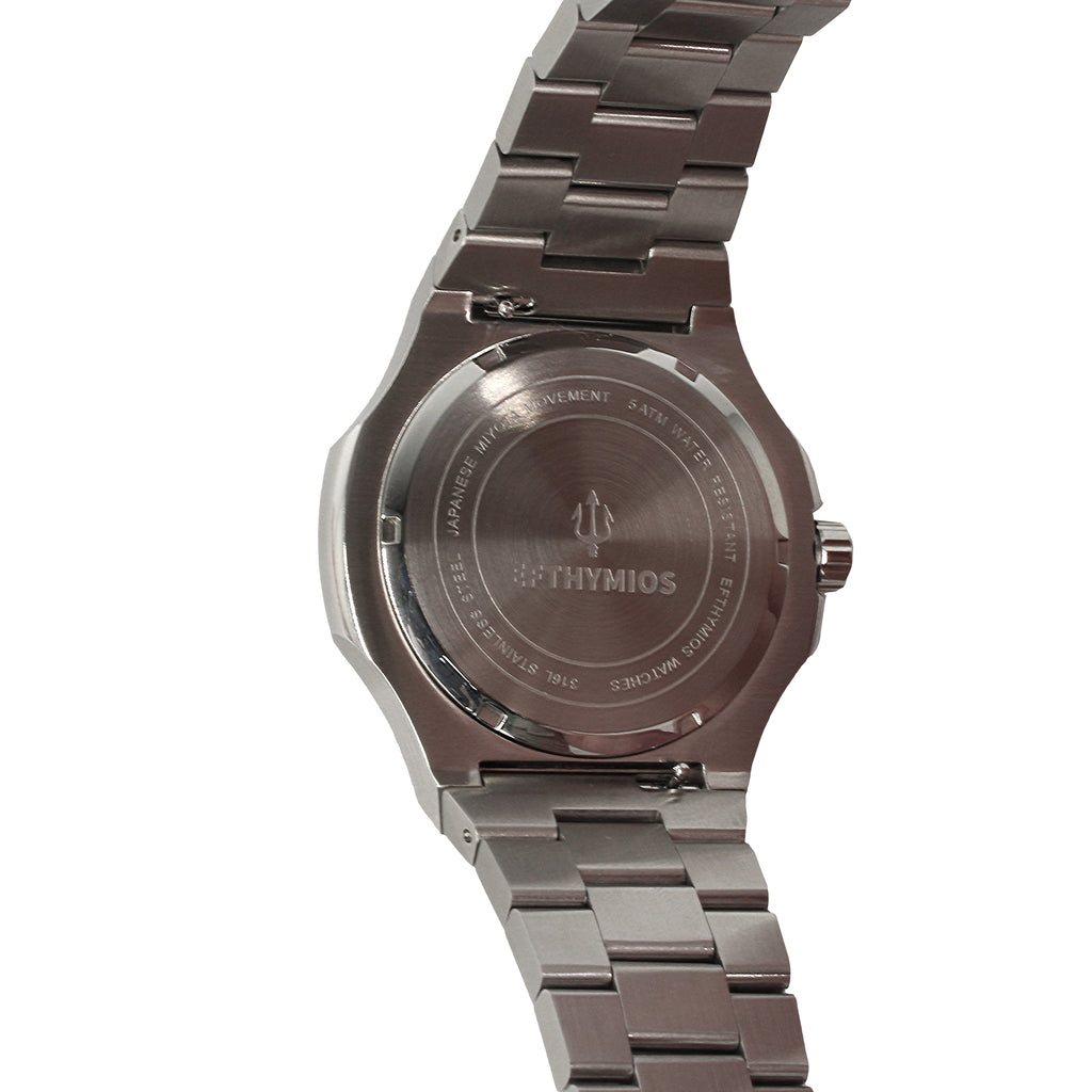 EFTHYMIOS Stainless Steel Horloge Zilver-Blauw