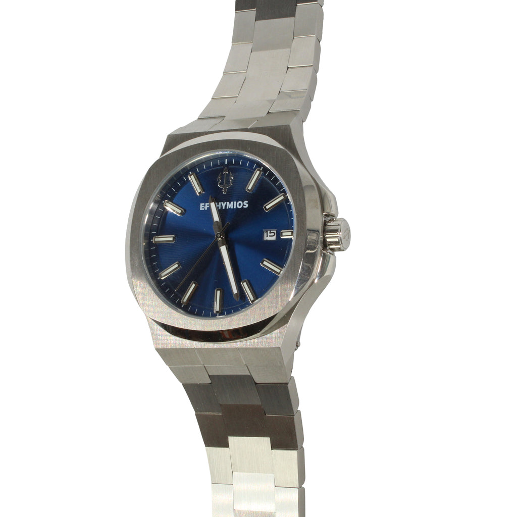 EFTHYMIOS Stainless Steel Horloge Zilver-Blauw
