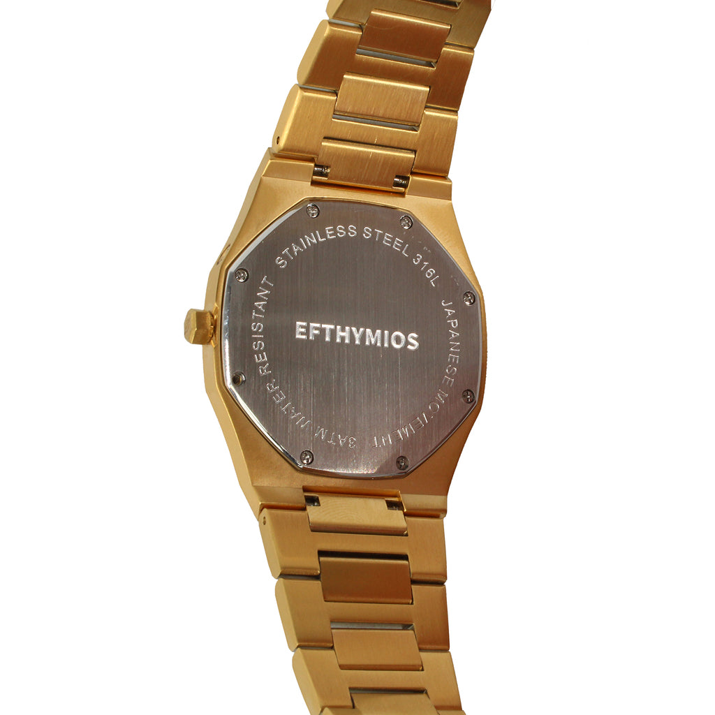 EFTHYMIOS Stainless Steel Horloge Dubbel Goud