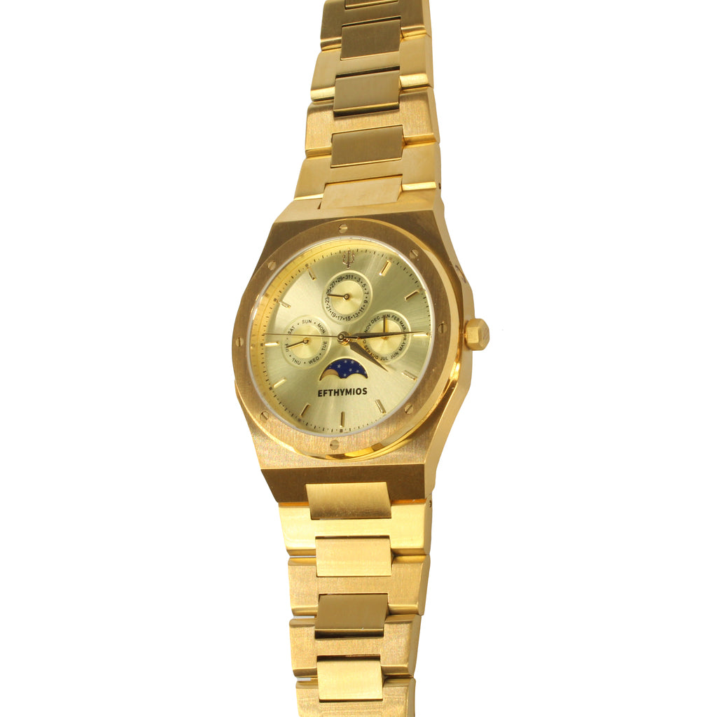 EFTHYMIOS Stainless Steel Horloge Dubbel Goud